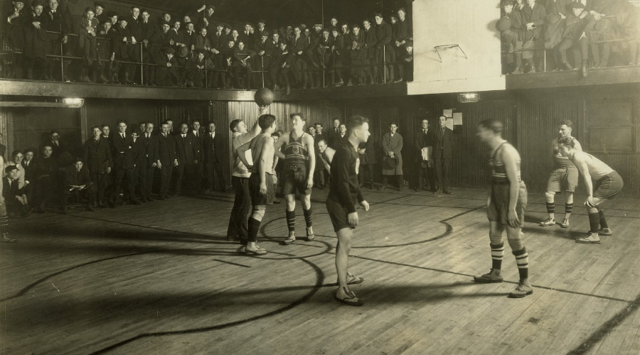 An 1920s era basketball game, around the same time that Barnstorming, by Failed Mutiny, is set.